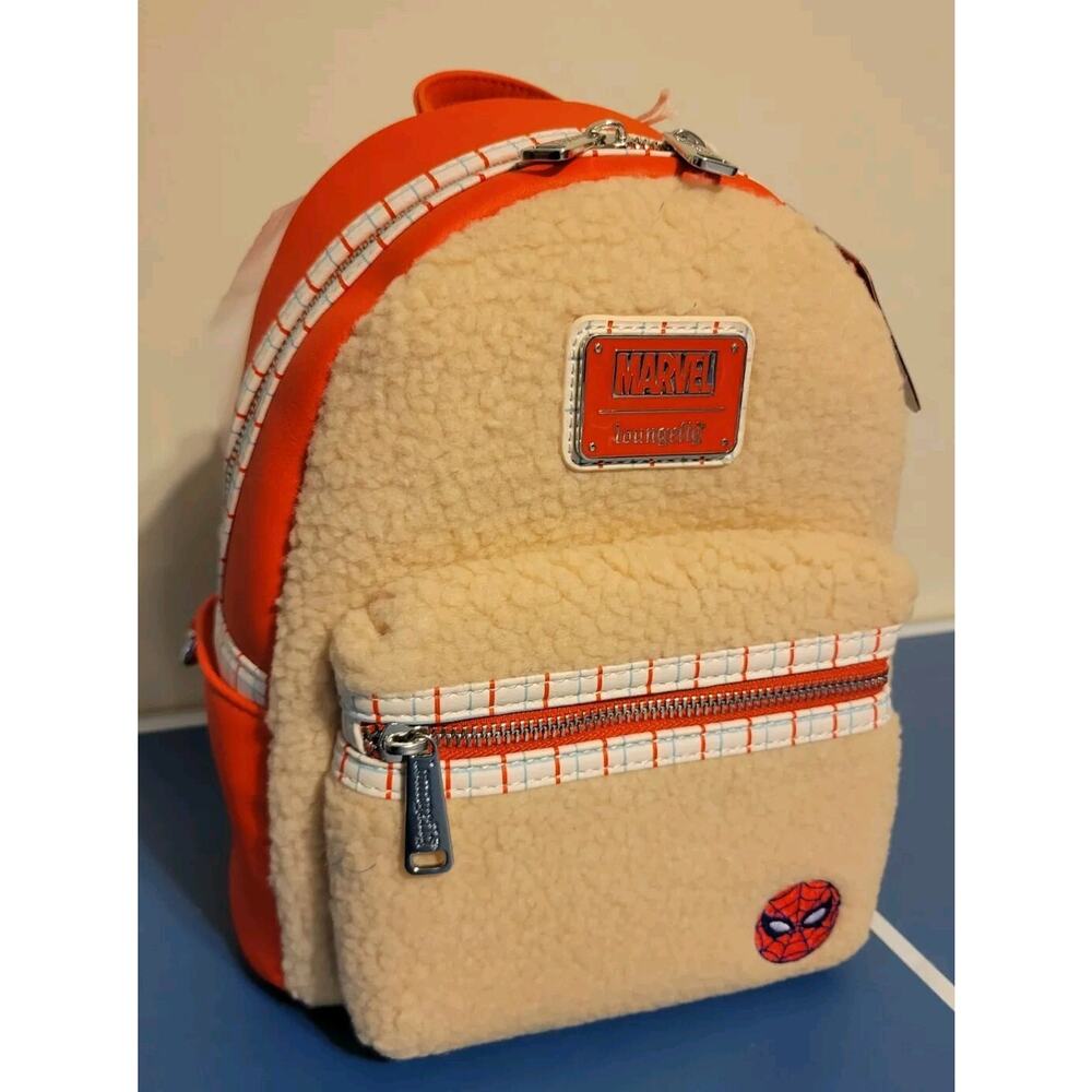 NEW Loungefly Marvel Disney Parks SPIDERMAN Faux Fur WITH GREAT POWER Backpack